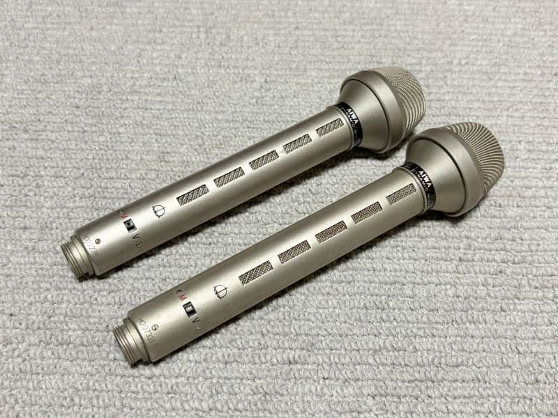 Aiwa DM-68 Stereo pair Vintage microphone w/cable, holder, case