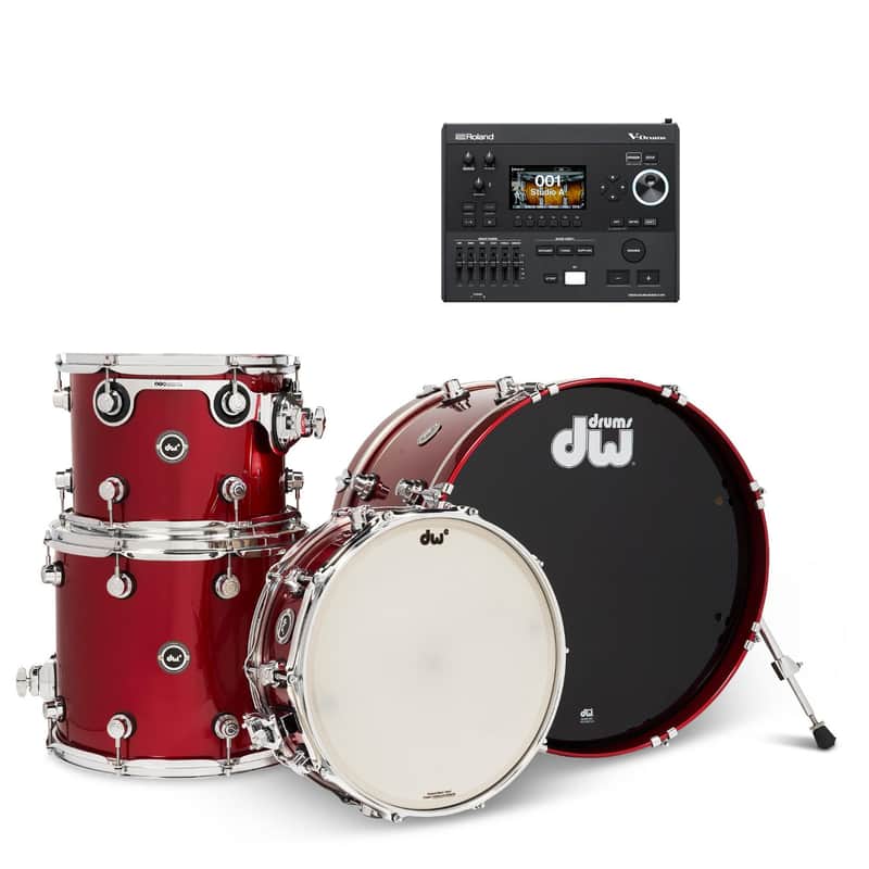 DW DWe 4pc Electronic/Acoustic Drum Shell Pack w/V51 Module Black Cherry Metallic image 1
