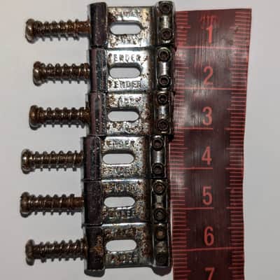 Vintage Fender 007-5123-049 American Standard Stratocaster Bridge Saddles (6) 1990s - Chrome - from MIM strat Relic’d OLD Real aged by years image 3