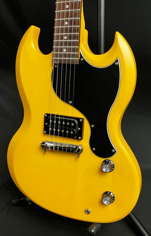 Epiphone SG Junior Electric Guitar Worn TV Yellow Finish | Reverb