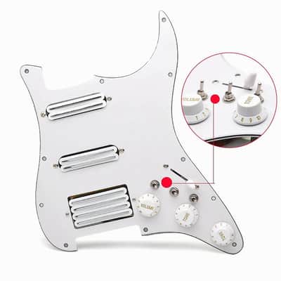 White HSS Guitar Loaded Prewired Strat Style Pickguard, Multi Switches System image 1