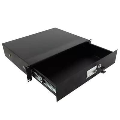 2U Pro Rack Case 19" Steel Plate Dj Drawer Equipment Cabinet W/Key Black High Qu image 6