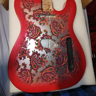 Red Paisley Telecaster Style Guitar Body Only image 2