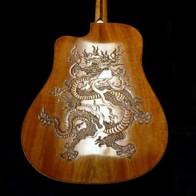 Acoustic Dreadnought Guitar Handmade by Blueberry Dragon Motif image 15