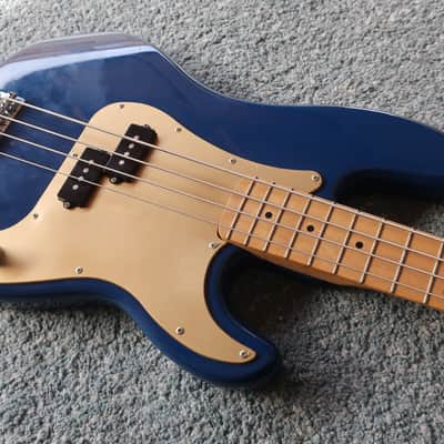 Fender Squier P Bass Blue Body Metallic Gold Pickguard 20th Anniversary Mighty Mite Neck Killer! image 3