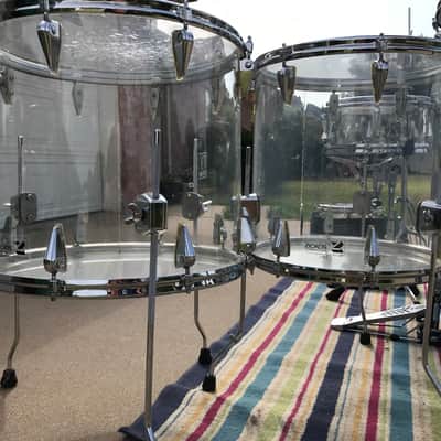 7 piece Vintage Zickos Clear Acrylic Drum Set  w/ matching Snare image 11