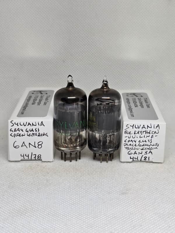 Sylvania 6AN8A Gray Glass Well Matched (perfect%/3.7%) Pair NOS 6AN8 image 1