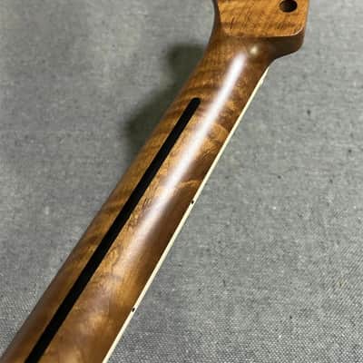 AAAA 22fret Ebony block inlay Roasted Flame Maple guitar neck part image 4