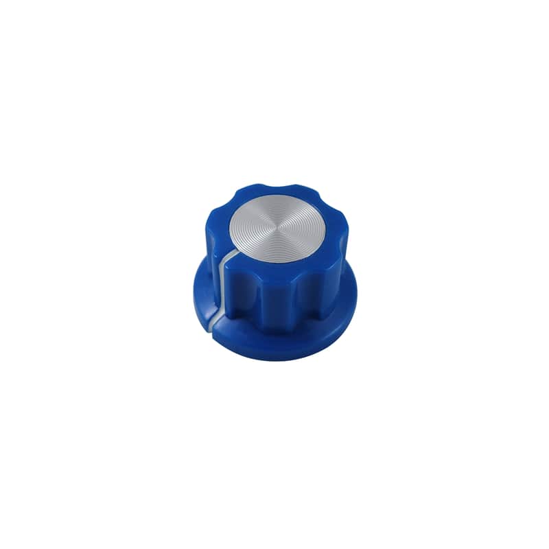 Tesi Small Boss Style Knob with 6.35mm Shaft, Set Screw, Brass Insert - Blue image 1