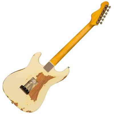 Vintage V6 Thomas Blug Signature Electric Guitar - Distressed Vintage White (V6MRTBG) image 2