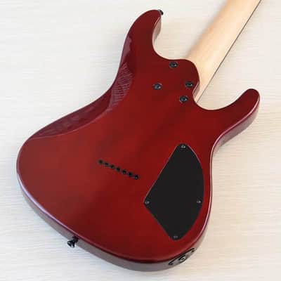 Custom Left Handed 7 String Electric Guitar, Burl Wood Top Body, Maple Neck image 6