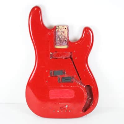 1976 Vintage Fender Precision Bass Bright Red Refinish Alder 4-Bolt BODY PBass 1970s USA image 1