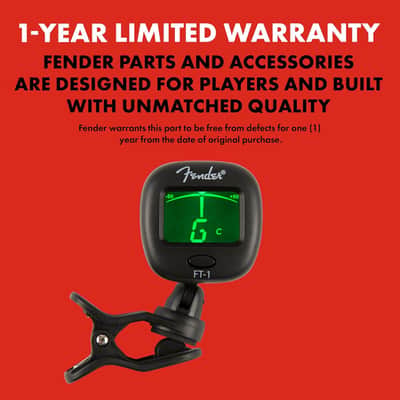 Fender FT-1 Professional Guitar Tuner Clip On, with 1-Year Warranty, Full-Range Chromatic Guitar Tuner with Dual-Rotating Hinges, A4 Calibration image 8