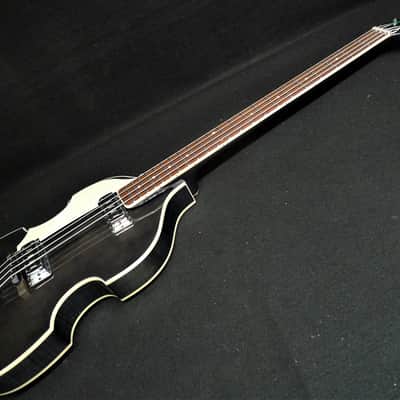 Hofner HCT500/1L-BK Left Handed Custom Conversion Beatle Bass Toaster Pickops & Tea Cups Trans Black image 6
