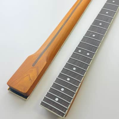 Roasted Maple Telecaster Style Guitar Neck, 22 Frets, Rosewood Fingerboard image 5