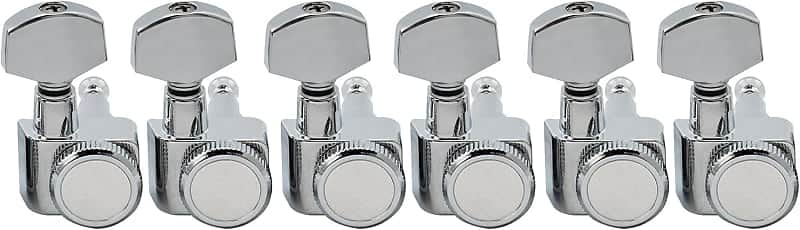 Pro 6-in-line 2-pins Guitar Locking Tuners Machine Heads Tuning Pegs Keys Set for Fender Strat/Tele, Chrome image 1