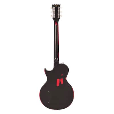 Vintage Icon Series V12 Distressed Single P90 - Black over Cherry Red image 8