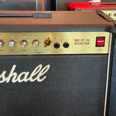 Vintage Marshall 5213 MOS-FET 100 Reverb Twin Guitar Combo Amp - 1986 Black - W/Footswitch image 5