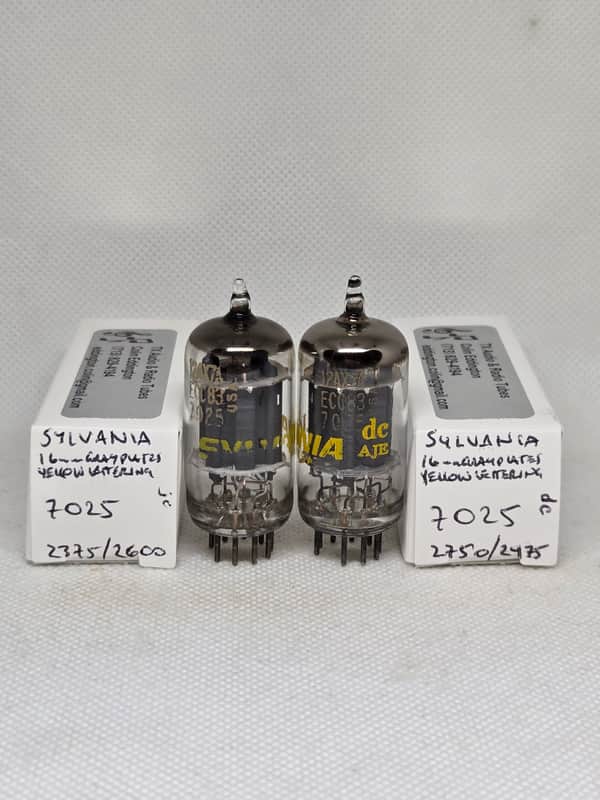 Sylvania 7025 Gray Plate Well Matched Pair NOS ECC83 12AX7 image 1