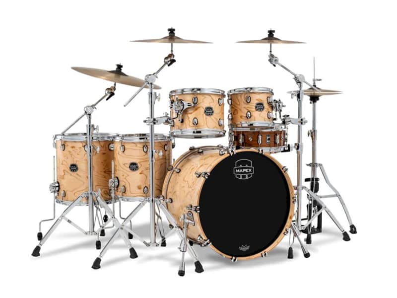 Immagine ~NEW~ Mapex SR628XUZXN Saturn VI Studioease 5-Piece 10/12/14/16/22 Drum Kit Set in Exotic Natural Burl Gloss Lacquer - 1