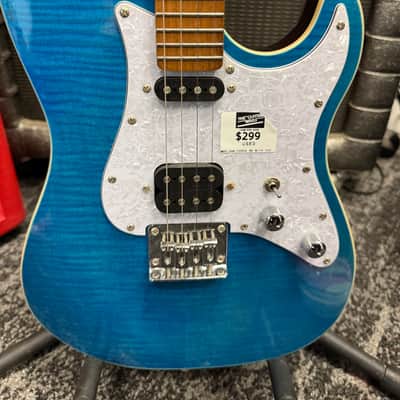 Flight Pathfinder baritone ukulele solid body  2020s - Transparent blue tiger wood image 2
