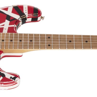 EVH Striped Series Frankie Electric Guitar Red/White/Black Relic image 4