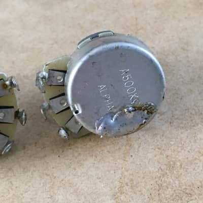 Two Vintage Fullsize Pots A500k Guitar Strat Tele P Bass Wiring Pots NOS Relic image 4