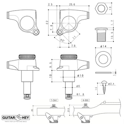 NEW Gotoh SGS510Z-S5 MGT 6 in line Locking Tuners Set w/ 18:1 Ratio - GOLD SATIN image 4