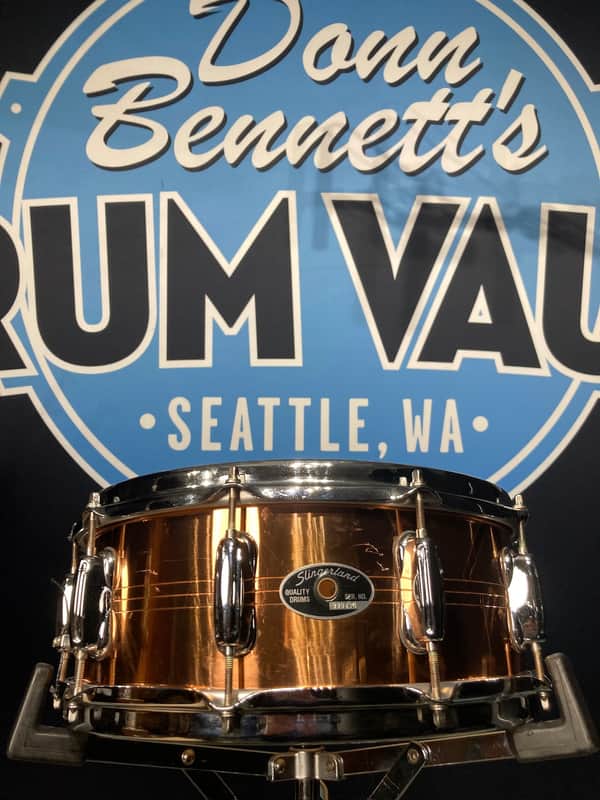 Slingerland - 5x14" Sound King, Lacquered Brass, 10-Lug Snare Drum, Zoomatic Throw-Off 1990s image 1