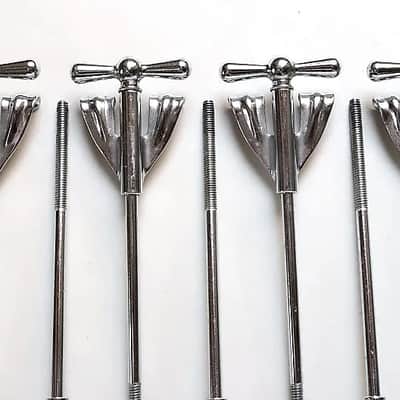 Set of (8) Ludwig "Bowtie" Tension Rods & Claws for Bass Drum, 6 1/8" length / 1960s image 4