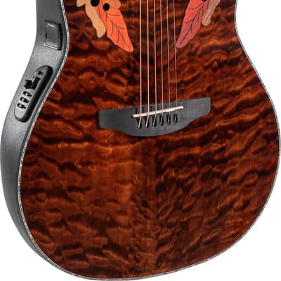 Ovation Celebrity CE44P Elite Plus Grand Auditorium Acoustic-Electric Guitar, Quilted Maple Top, Dark Tiger Eye image 1