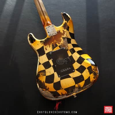 Fender American Stratocaster 60th Anniversary Diamond Edition Stratocaster Distorted Checker with Gold Leaf Aged Relic 1of1 by East Gloves Customs [Discounted by $400 Off for Limited Time Only!] image 9