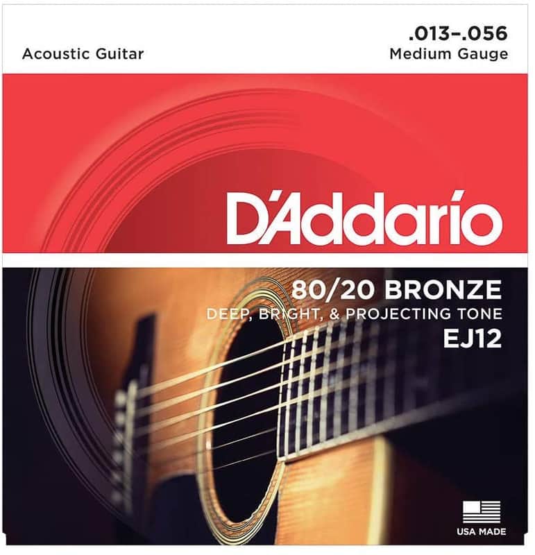 D'Addario EJ12 80/20 Bronze Acoustic Guitar Strings, Medium, 13-56 image 1