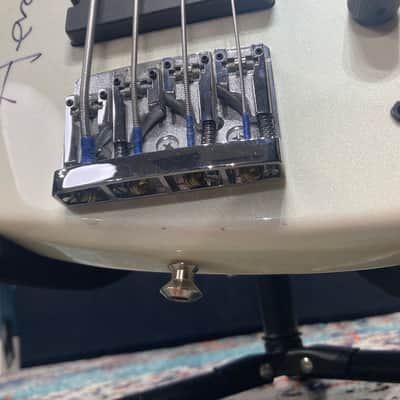 Tom Hamilton's Aerosmith, SIGNED Sadowsky NYC Pearl White Fretless 4-String Bass PLUS Tour Artifacts. (TH12) image 12