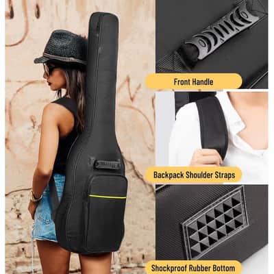 CAHAYA Electric Guitar Bag Gig Bag 6mm Padding Backpack Padded Soft Guitar Case Black CY0226 Soft Case Gig Bag 2023 - Black image 6