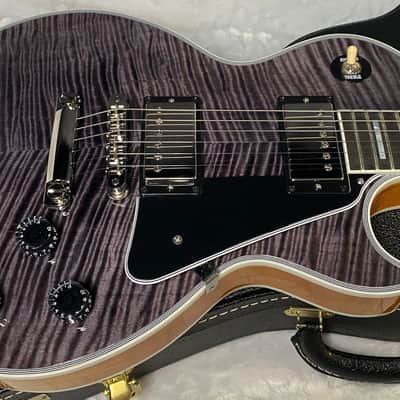 NEW! Gibson Dealer Select Custom Shop Les Paul Custom AAA Figured Flame Top - Transparent Black / Natural Back - Authorized Dealer - Curly Monster Flame! WOW! 8.9 lbs - G06798 image 4