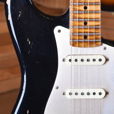 Fender Custom Shop Stratocaster 1956 Closet Classic Fat Roasted Neck Limited Edition Aged Black image 12