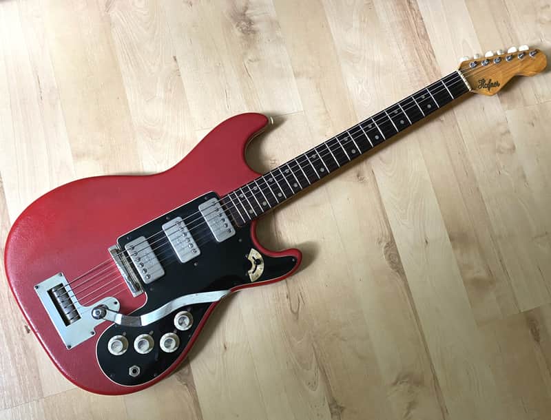 60‘s Hofner 173 electric guitar with red vinyl cover - Very Good