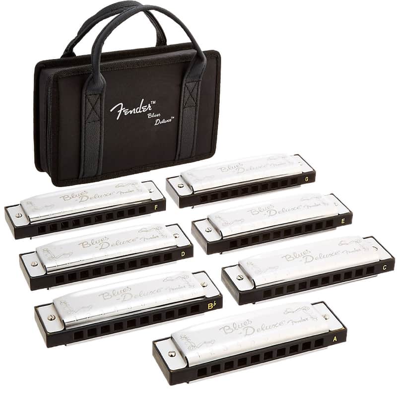 Fender Blues Deluxe Harmonicas - 7 Key Set with Carry Case image 1