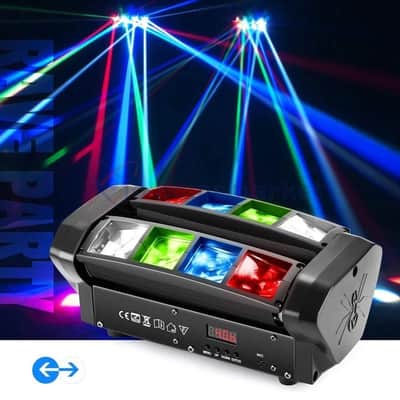 8-LED RGBW Spider Beam Moving Head Stage Light – DMX DJ Disco Lighting Fixture (80W) image 2