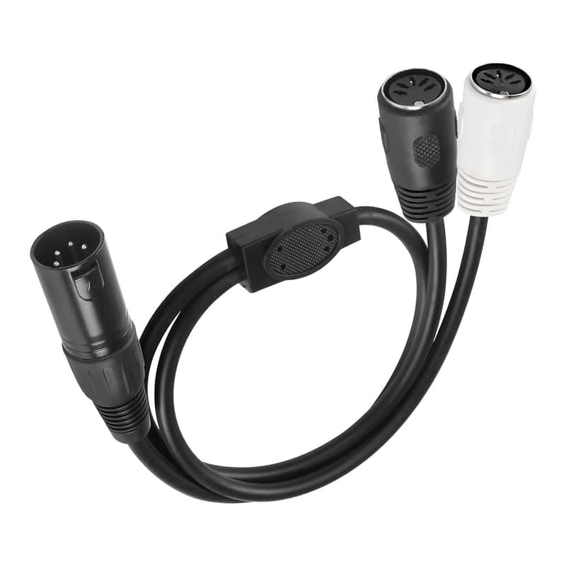 Midi 5 Pin Din To Xlr Splitter Y Adapter Cable 4 Pin Xlr Male To Dual Midi Din Audio Extension Cable For Midi Keyboard Synthesizer, Organ, Electric Piano, Midi Guitar - 50Cm image 1