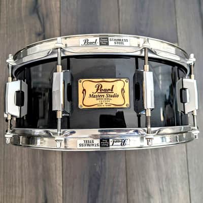 **ULTRA RARE** Pearl Masters Studio Birch Shell 14" x 5.5" Snare Drum 10 Lug Ebony Black Mist Reinforcement Rings Made in Taiwan (Early 1990's Pre BRX) image 9