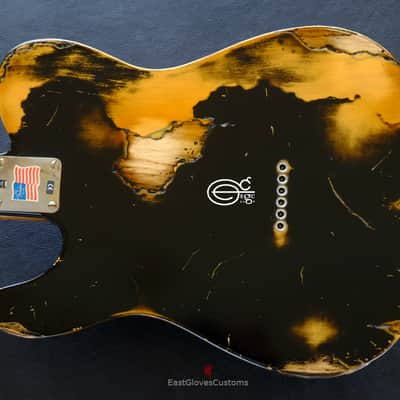 Fender American Vintage '52 Reissue Telecaster Black over Butterscotch Heavy Aged Relic image 11