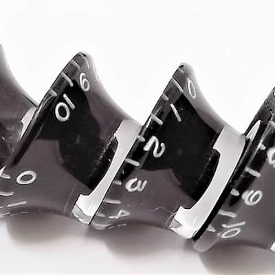 True Custom Shop® Embossed Vintage Number Black Top Hat Knobs Set for Gibson Les Paul SG image 3