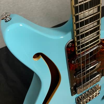 D'Angelico Premier Bedford SH Semi-Hollow - Sky Blue with Tremelo and Gig Bag image 3