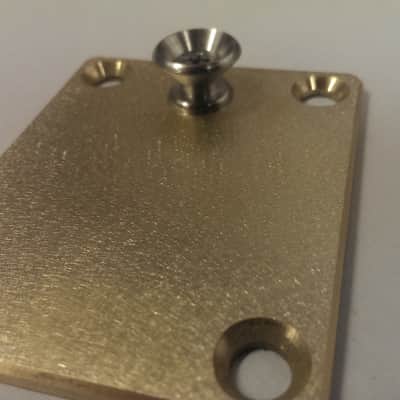 KGC Brass Neck Plate with Strap Button for 4 Bolt Neck, Fender etc image 2