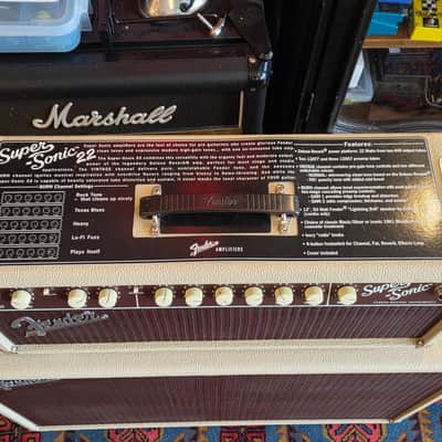 Fender Super-Sonic 22 2-Channel 22-Watt Guitar Amp Head Blonde w/ Matching Fender 2x12" Super-Sonic Cab, Footswitch & Dust Covers image 9