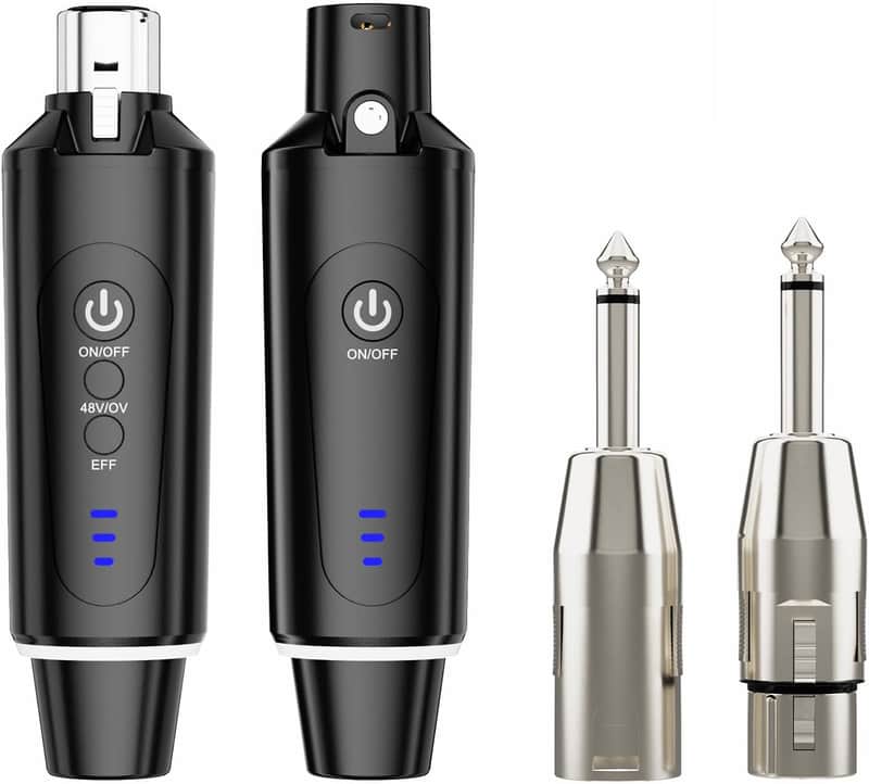 Wireless XLR Microphone Transmitter Receiver 2.4Ghz, XLR System Mic Adapter for Dynamic Microphone, Audio Mixer, Electric Guitar Bass, 48V Phantom Power for Condenser Mic, 160ft Range image 1