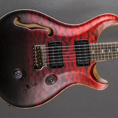 Paul Reed Smith Custom 24 Semi-Hollow Wood Library Limited - Fire Red to Gray Black Fade w/Korina image 1