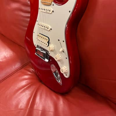 2000 Fender American Deluxe Fat Stratocaster HSS with Maple Fretboard Crimson Transparent image 3